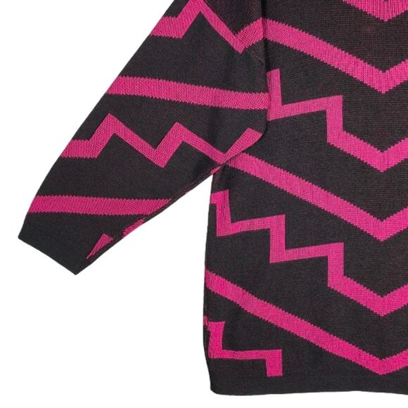 BRISTOL COURT Vintage 90s Geometric, Knitted, LONG Sleeve Top Women's Size M - Picture 7 of 11